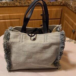 Kate Spade light denimTote with navy blue Handles